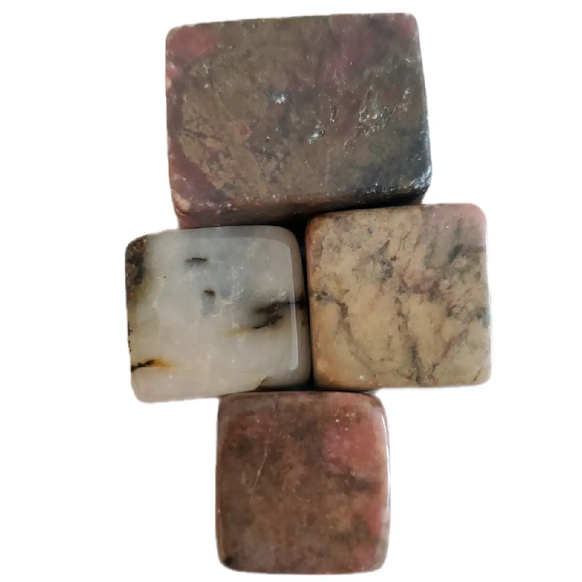 Rhodonite Polished Cube Crystals 3/4-1" Natural Crystal Stones 108g for Rocks Display & Reiki Healing raw crystal ornament free form