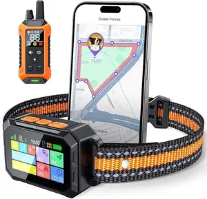 Meowant GPS Wireless Dog Fence System Collar with Training Remote Custom GPS Fence Beep Vibration Correction Alert Band Waterproof LCD Collar Outdoor