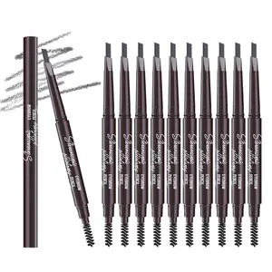 12Pcs Grey Eyebrow Pencil Set， Retractable Eyebrow Pencil with Brow Brush, Professional Eyebrow Shaping and Filling Pencil for Women Eye-Makeup, Easy to Color, Waterproof Long-lasting