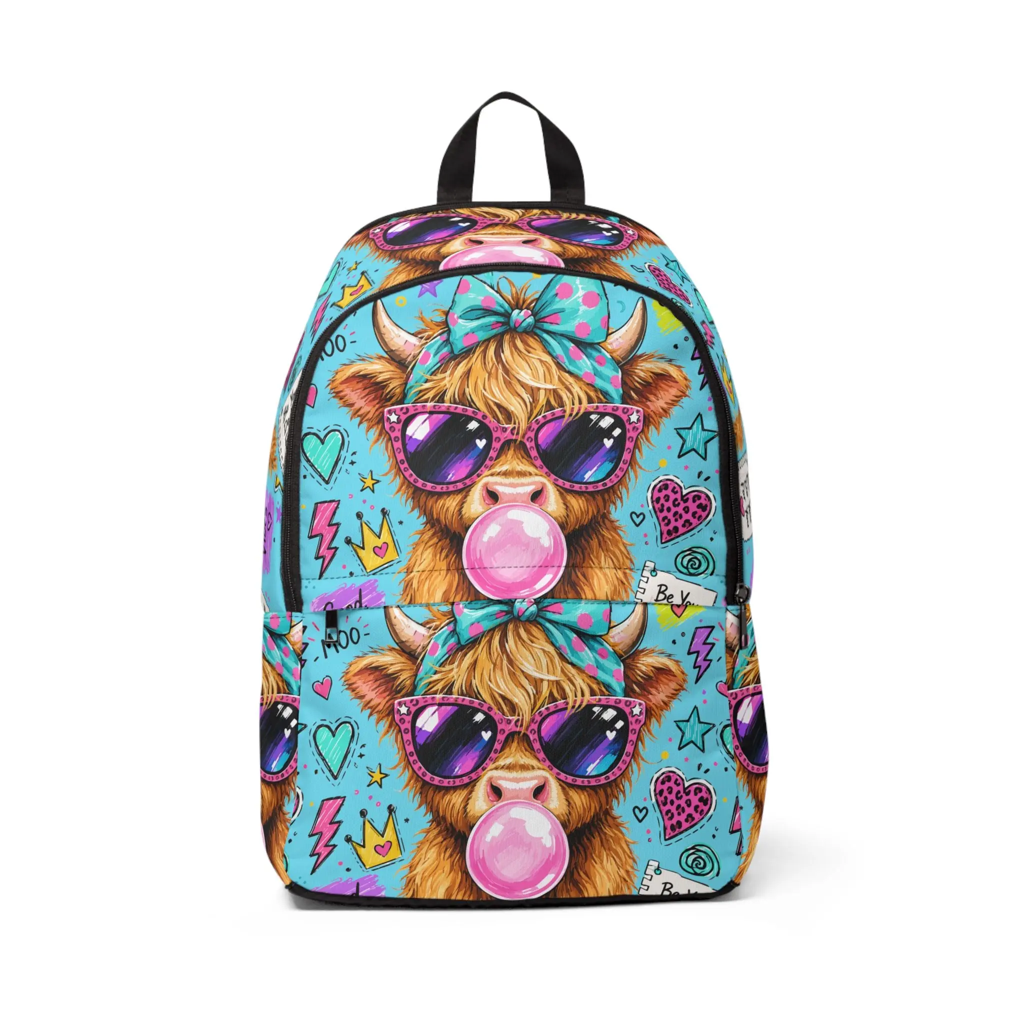 Pop Art Cow Backpack — Cute Bubblegum Cow Pattern School Bag