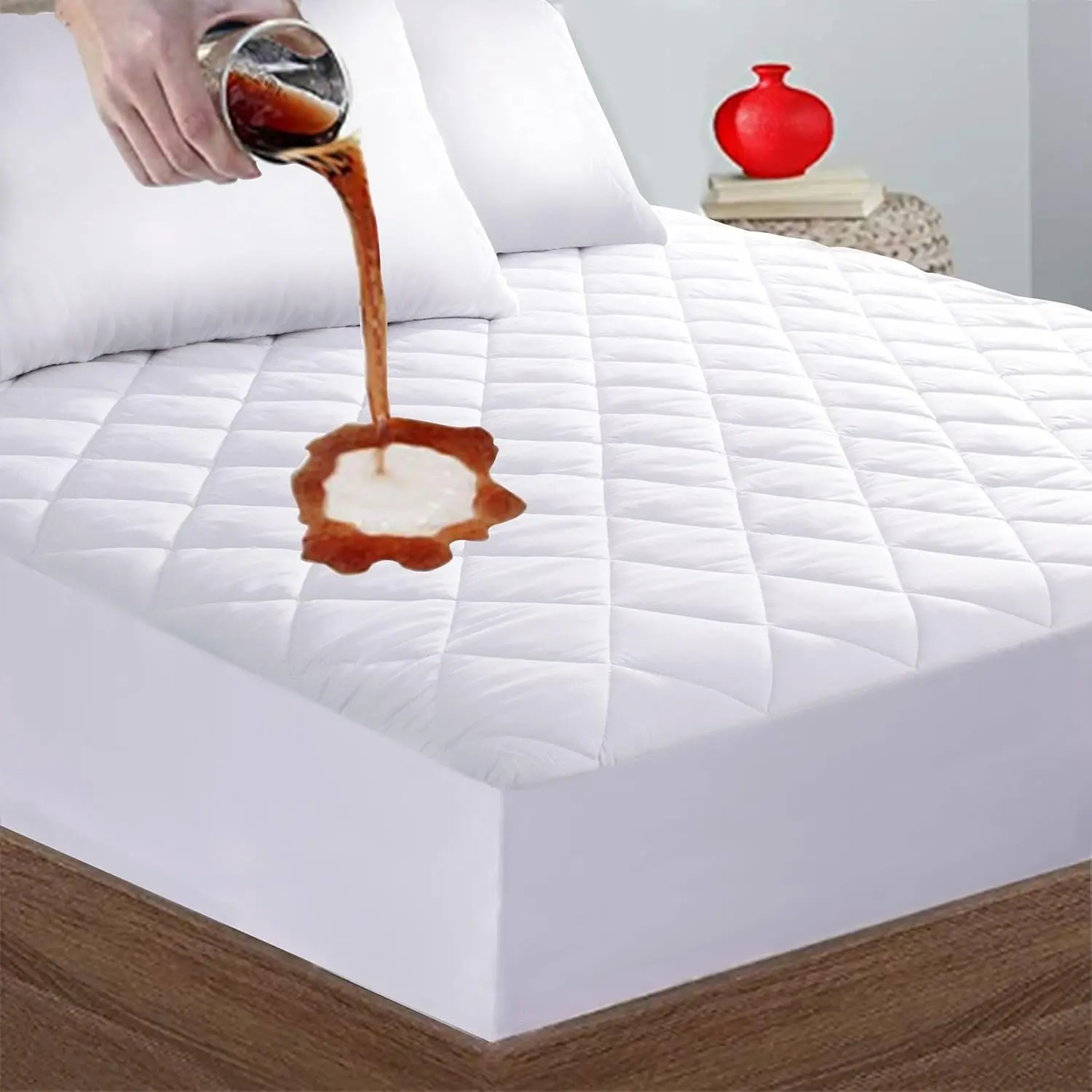 Waterproof Mattress Protector with Extra Deep Fitted mattress cover | Quilted Mattress topper |Anti-Allergy| Breathable Mattress bed single fitted Pad Cover