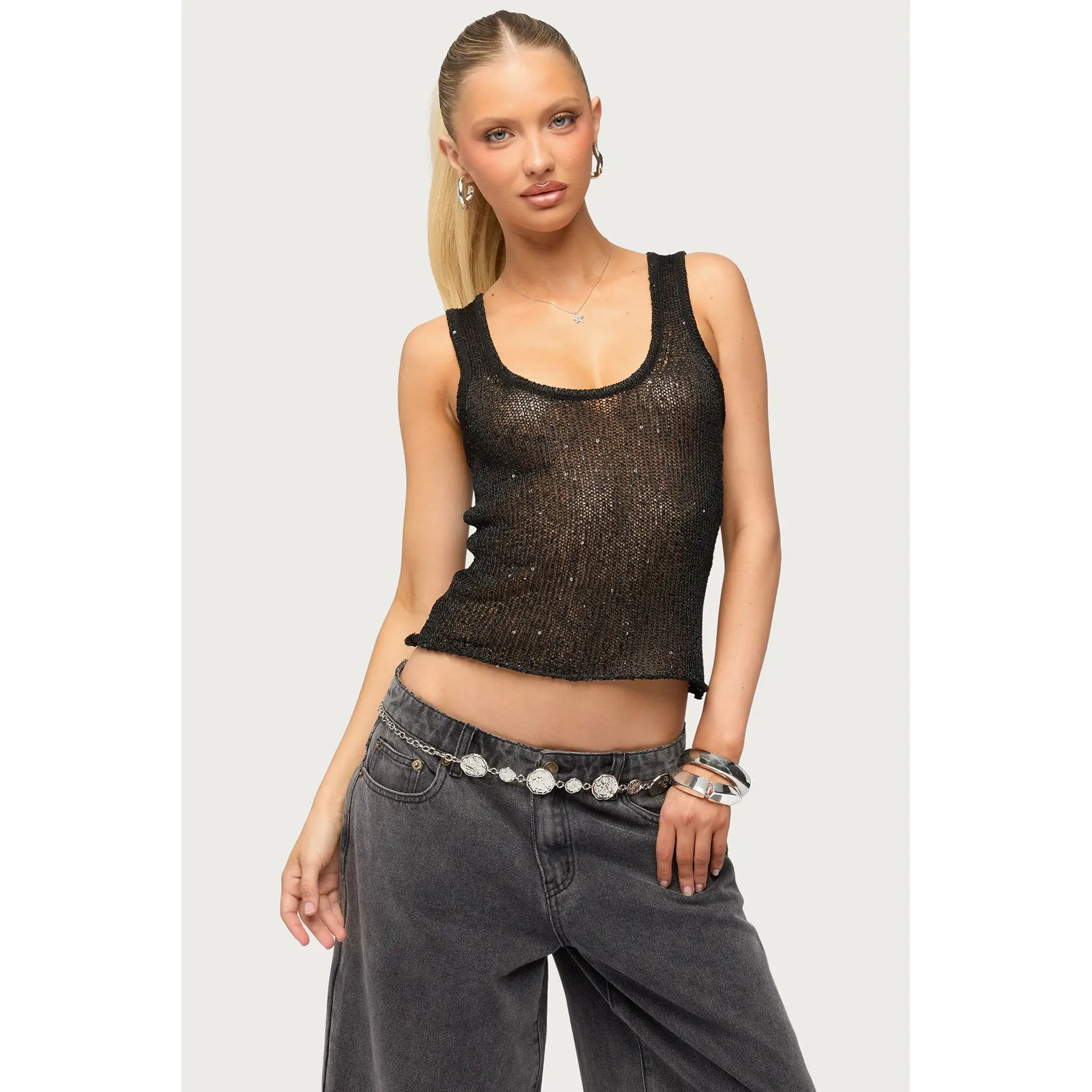 Eleora Sequin Knit Tank Top