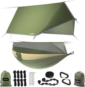 Portable Camping Hammock – Single & Double with Net & 10Ft Straps