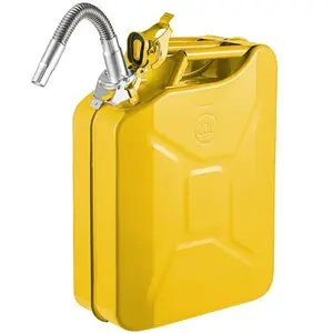 Jerry Fuel Can, 5.3 Gallon / 20 L Portable Jerry Gas Can with Flexible Spout System, Rustproof ＆ Heat-resistant Steel Fuel Tank for Cars Trucks Equipment, Yellow