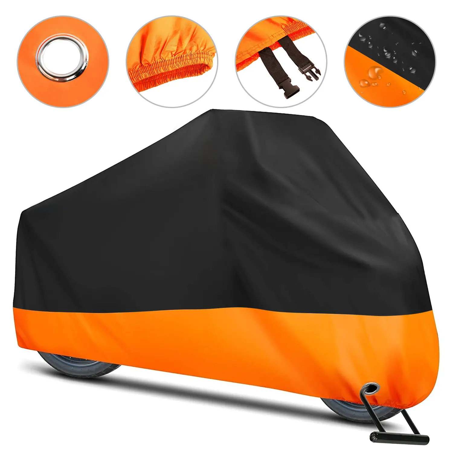 3XL Size Motorcycle & Bicycle Cover, Motorcycle Accessories - Waterproof Thick 4-Season All-Day Protection, Anti-Theft Lock Hole, Outdoor Storage Bag
