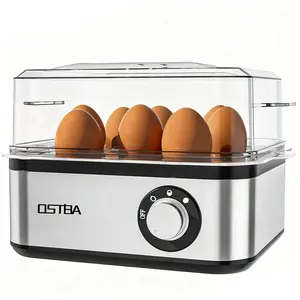 OSTBA multifunctional egg cooker, stainless steel, 3 mode precise knob control, 8 eggs capacity, dishwasher safe