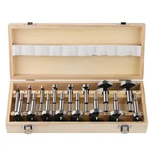 16PCS 6-54mm High Carbon Steel Forstner Tips Woodworking Tools Hole Saw Cutter Hinge Boring Drill Bits Round Shank