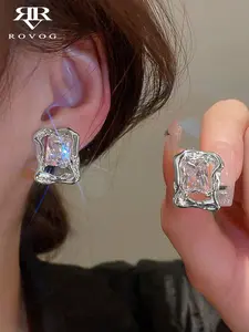 1pair New Trend High-End Small Rhinestone Decor Daily Fashion Stud Earrings For Women