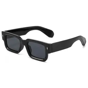 Unisex Bold Black Full Rim Square Sunglasses - PC Plastic Retro Chunky Frame, PC UV-Protection Lenses, Streetwear Style, Ideal for Summer & Festivals, Viral Social Media Shades