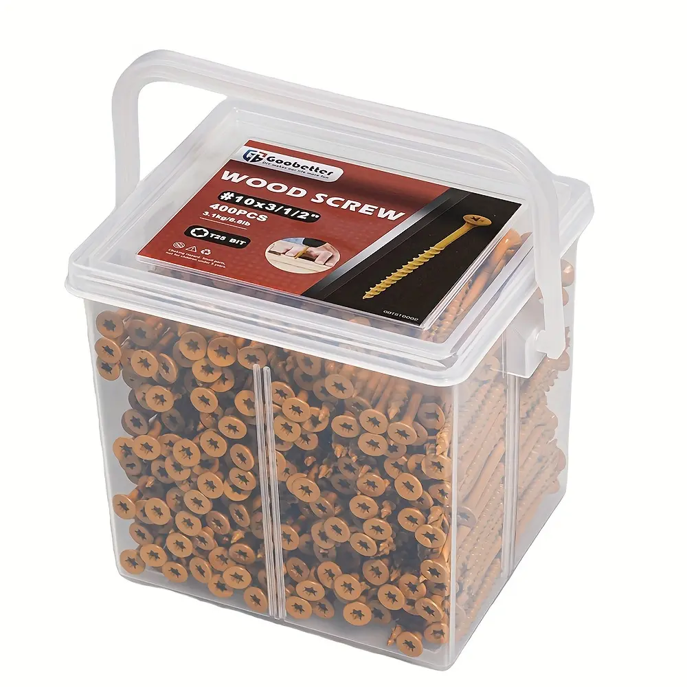 Tan Epoxy-Ceramic Coated Bronze Self-Tapping Deck Screws, T25 Star Drive Class 5 Rust-Resistant Outdoor Hardware Fasteners, Easy-Install Metal Wood Screws for Wood Fastening
