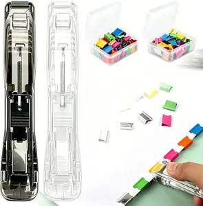2 Pcs Portable Binder Clip Stapler, with 100 Pcs Small Binder Clips-No Holes, No Staples, Reusable & Non-Destructive Paper Binding, Perfect for School Notes, Office Reports & Loose Leaf Organization Non,Eco-Friendly Paper Fastening Tool