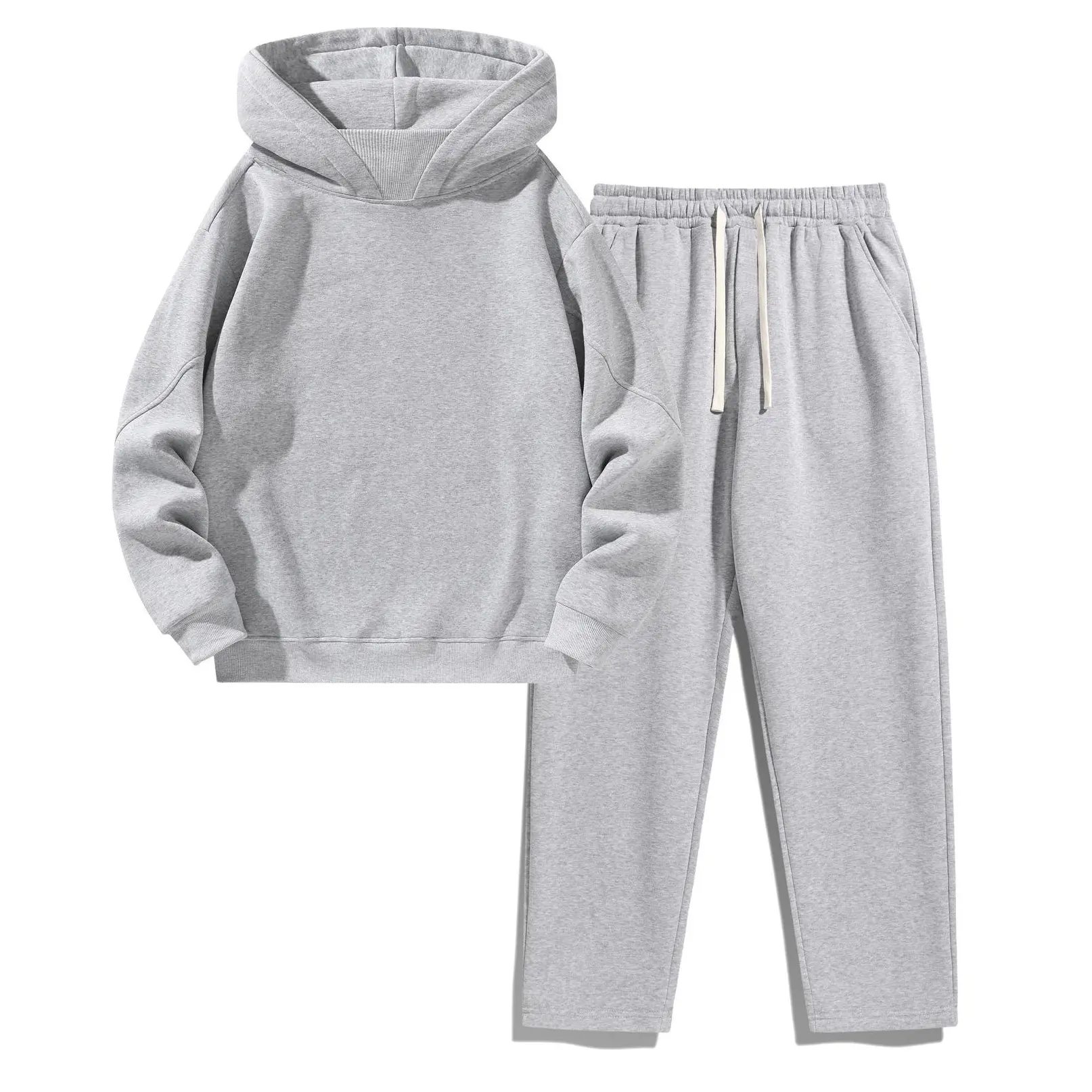 Men's Fitted Knit Sweat Suits, 2-Piece Solid Tracksuit Outfit with Drop Shoulder Zip-Up Hoodie and Drawstring Pants, Zip Up Hoodies, Long Sleeve Shirt