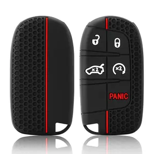 Car Key Case Cover, Silicone Car Key Protector, Car Key Accessory, Car Key Holder, Automotive Car Interior Accessories for Jeep WK2 KL BU MP Renegade Grand Cherokee Dodge RAM Charger 200 1500 Challenger Chrysler 300C Journey