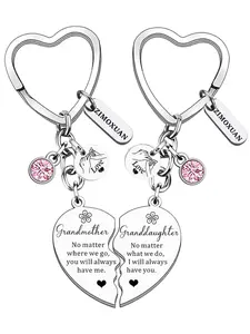 ZIMOXUAN 2Pcs Set Grandmother and Granddaughter Heart Handle Keychains, Matching Heart Design, Heartwarming Connection, Perfect Gift for Mother's Day, Birthday, Christmas, Nana, Nanny, Granny, Keychain Jewelry