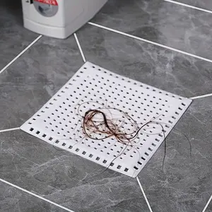 Kitchen Bathroom Hair Collector Drain Cover, Anti-Clog Square Filter with Center Hole, Effective Prevents Hair and Debris Buildup