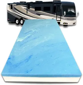 FoamRush 6" x 48" x 75" Gel Memory Foam Mattress Replacement, Travel Comfort, Pressure Relief Support, Made in USA, Camper Trailer Truck, Cover Not Included, Three Quarter Size.