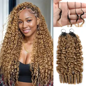 OQ HAIR Colored #27 Burmese Curly Crochet Human Hair Pre-Separated 50g/Pack Time-Saving 35-38 Strands/Pack Mircale Knots Hot braids 4-5 Packs for Full Head Protective Styles Reusable Feather Crochet Vacation Hair