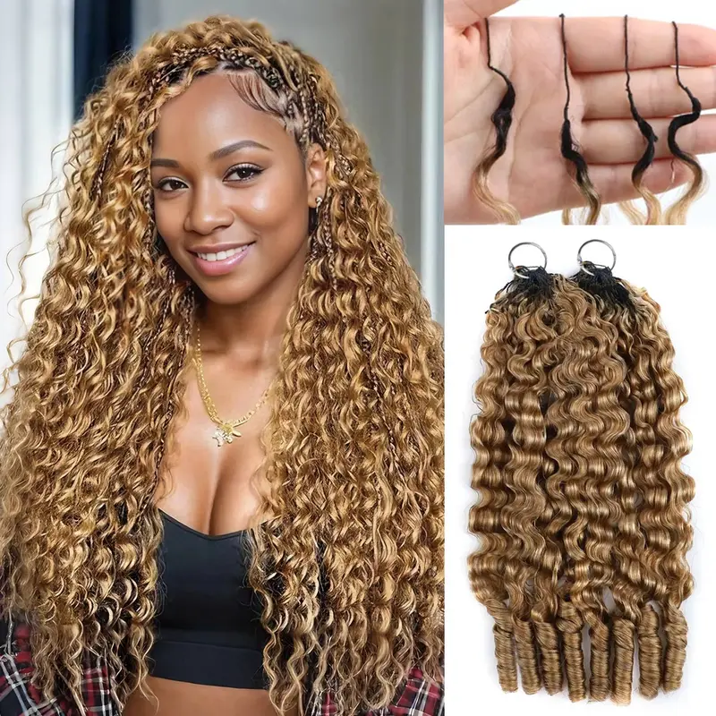 OQ HAIR Colored #27 Burmese Curly Crochet Human Hair Pre-Separated 50g/Pack Time-Saving 35-38 Strands/Pack Mircale Knots Hot braids 4-5 Packs for Full Head Protective Styles Reusable Feather Crochet Vacation Hair #tiktokshopstockup #SohoChic