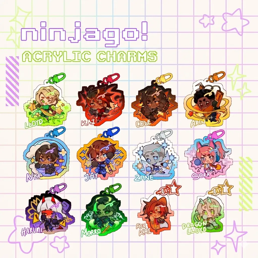 Ninjago Acrylic Keychain, Ninjago Charm - Lloyd, kai, cole, arin, nya, jay, zane, sora, harumi, morro, foxkai, dragon lloyd, cute ninjago charm for bag, key, gift