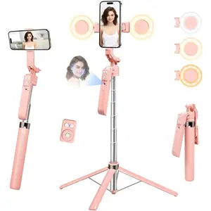 70.9" Auto   Selfie Stick Tripod for  with Light, 360? Rotation & Gesture Control, Cell Phone Tripod with Remote for /Vlog/Live Stream, Compatible with /Android