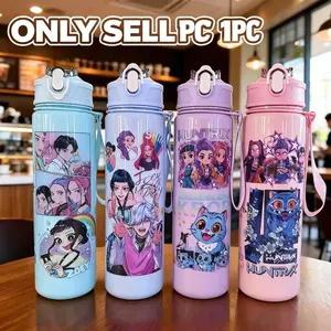Anime Character Printed Water Bottle Cartoon 750ml Plastic Water Cup Sport Leak Proof Cute Water Kettle Easter Valentine's DayBirthday Gifts