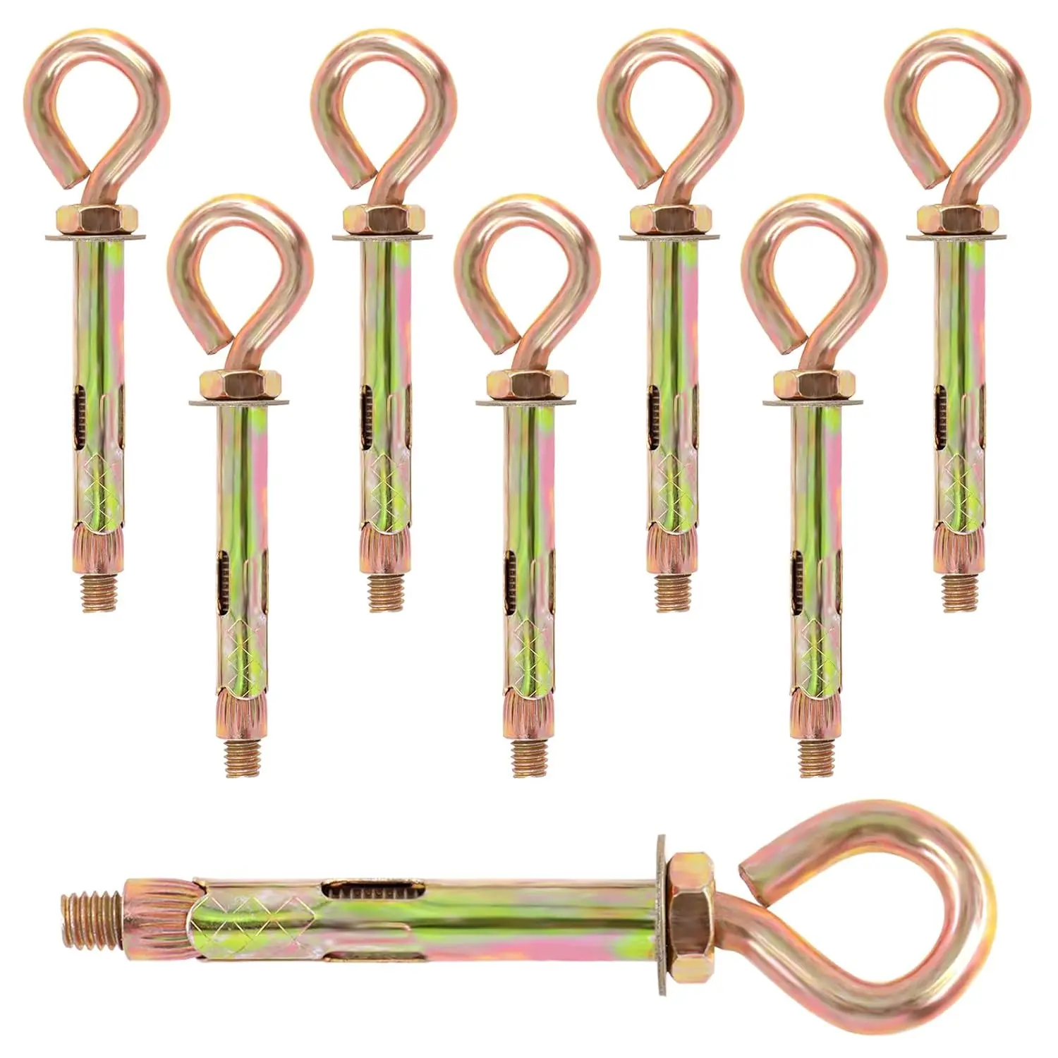 8 count M8 Thread Wall Concrete Brick Expansion Screws Closed Anchor Hook, Expansion Eyebolt Screws , Heavy-Duty Expansion  with Eye Ring, Sleeve Anchor, Expansion Hooks