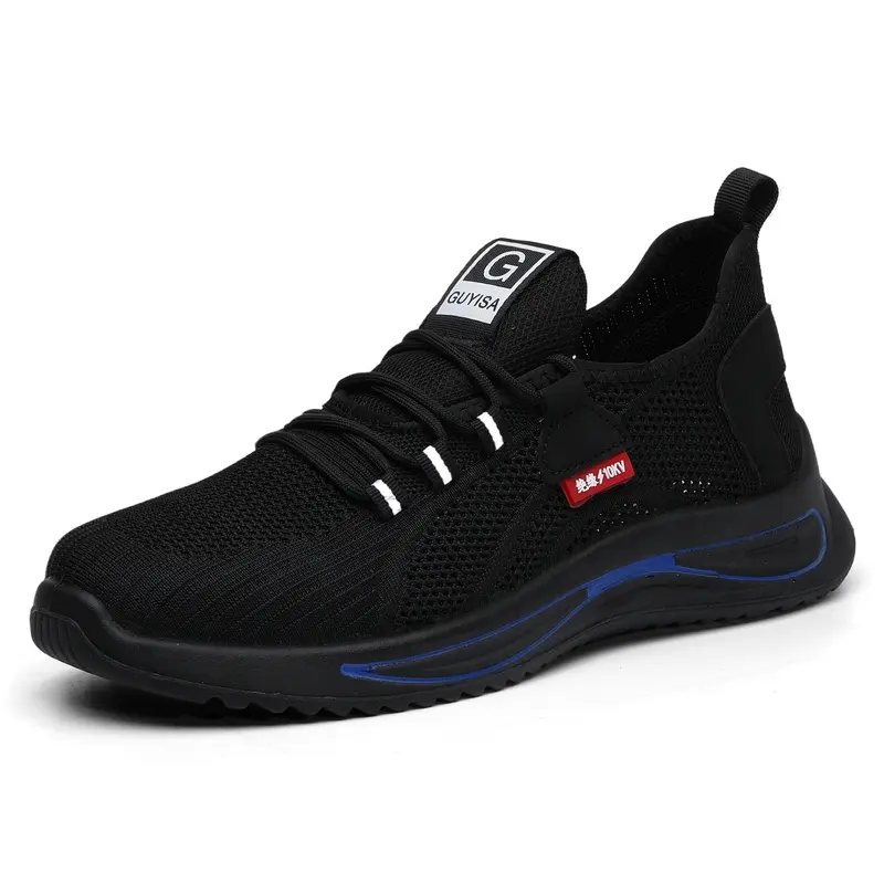 Men's 10kV Insulated Electrician Safety Sneakers, Breathable Flyknit Mesh with Microfiber Trim, Lightweight Dual Density PU Non Slip Work Shoes