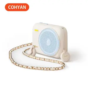 COHYAN-K30 Voice Amplifier,Dual Wireless Lavalier Mic High-Definition Sensitive Pickup, 4500Mah Battery Long Standby, Speaker Large Volume No Noise, No lag , No static,Support TF Card , Suitable for Teachers/Meeting/Tour Guide/Teaching/Yoga-Pink Blue summ