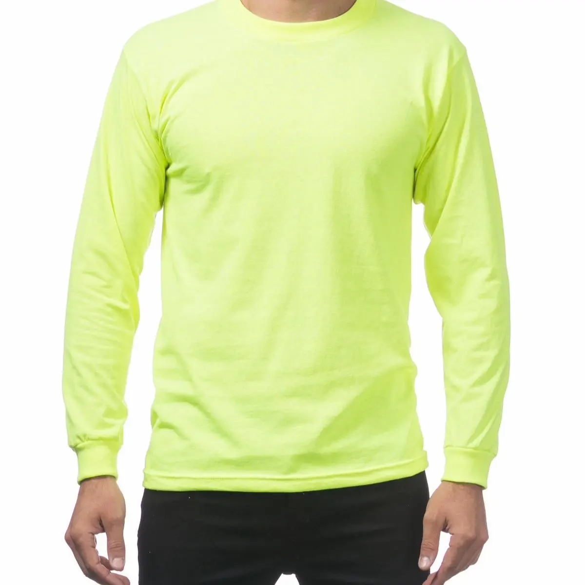PROCLUB Men's Classic Soft Cotton Plain Long-Sleeve T-Shirt - Breathable Round Neck, Cool Weather, Simple Cut Menswear Top