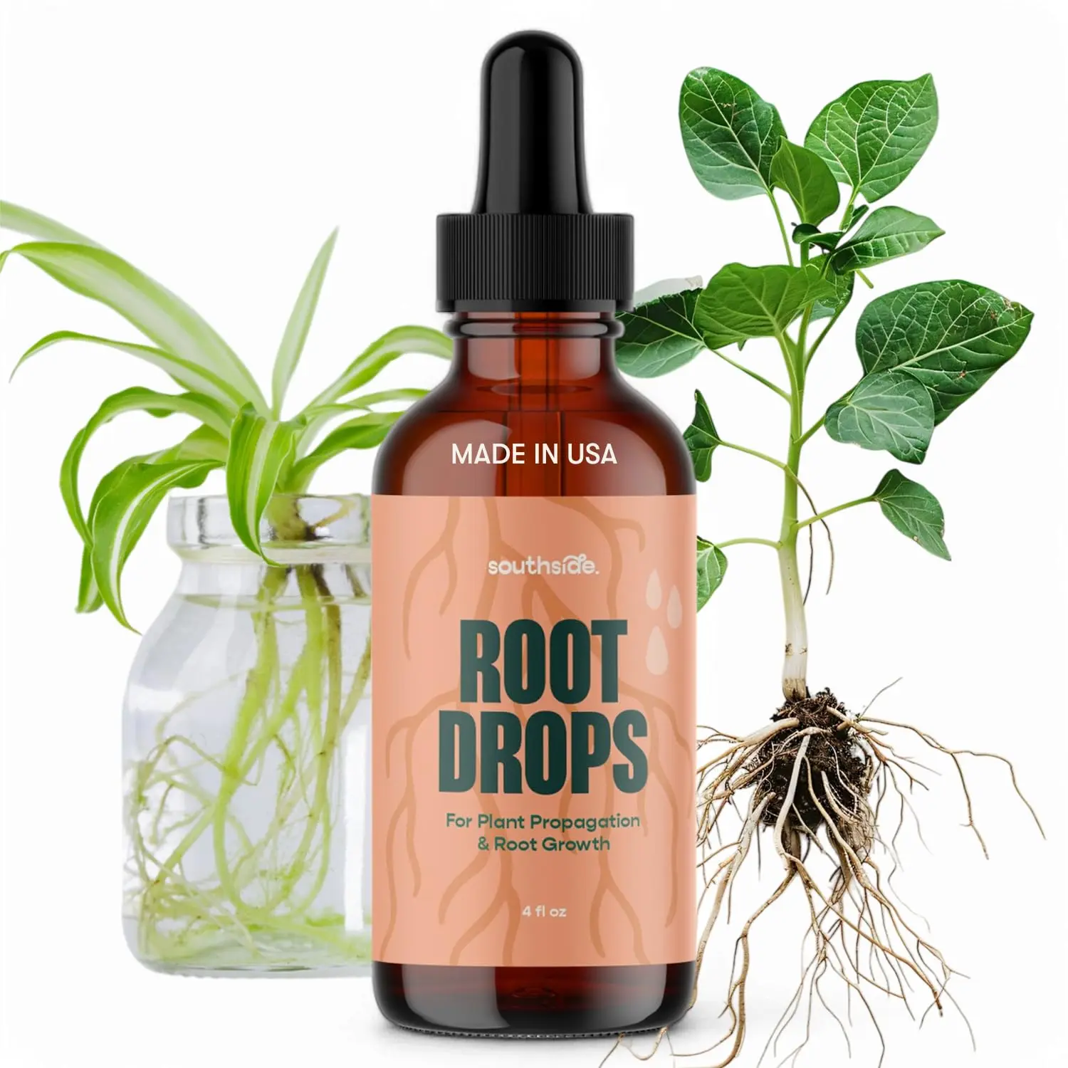 Root Drops - Liquid Rooting Vitamins | Fast Propagation, Stronger Roots, Less Shock | Works in Water, Soil, Leca, Moss | for All Indoor Houseplants Like Pothos, Monstera, Philodendron (4 oz)