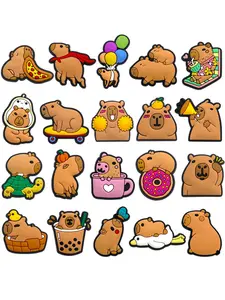 20pcs Capybara Shoe Charms Set For Bubble Slides Clogs Sandals,PVC Shoe Decorations Accessories Buckle For Christmas Birthday Gifts,Shoe Accessories For Shoes Footwear