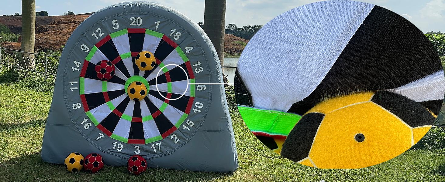 SAYOK Giant 6FT Inflatable Soccer Dart Board Game Set - PVC/Oxford Cloth with Dual-Layer Armor Design, 6 Balls, Pump, 18+ Games Included, for Backyard Birthdays, Tailgates (All Ages)