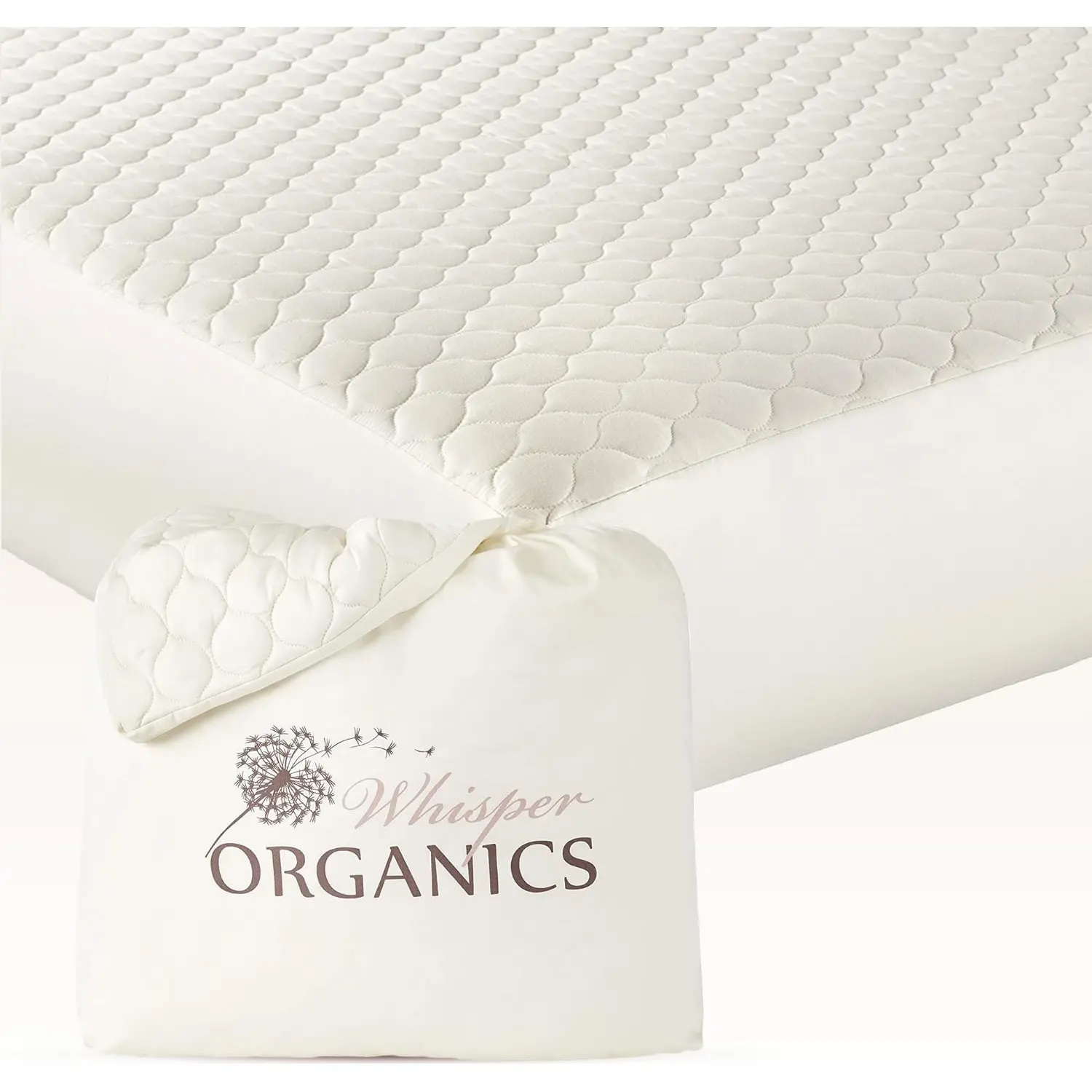 Whisper Organics 100% Cotton Organic Quilted Mattress Pad Protector