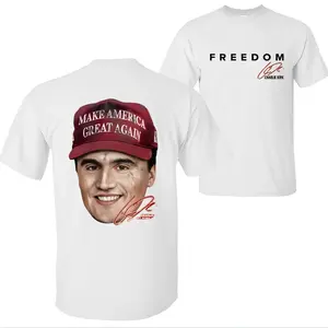 Charlie Kirk Maga 2 Sided Unisex T-Shirt, Freedom Forever In Our Hearts Charlie Kirk Cotton Tee, A True Patriot Shirt, Patriotic American Tee, Charlie Kirk Cotton Shirt, Pray For Charlie Kirk, Trump Supporter, Faith Based, For Men, For Women