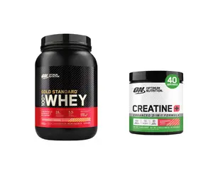 Optimum Nutrition Gold Standard Strawberry Banana Whey Protein 2 lbs & CREATINE+ STRAW PEACH .79 lbs