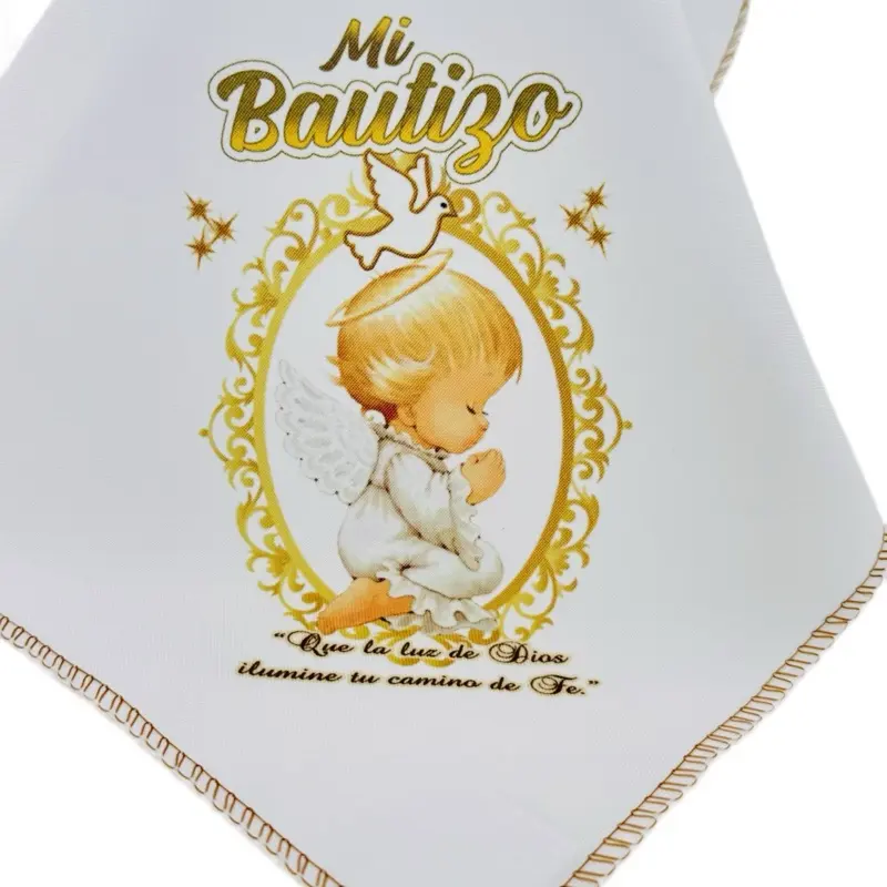 12pcs Baptism Custom Decorative Cloth Napkins - 10x10in Baptism Favors, 100% Polyester Disposable Tableware for Home & Festive Party Supplies, Custom Napkins, Decorative Napkins