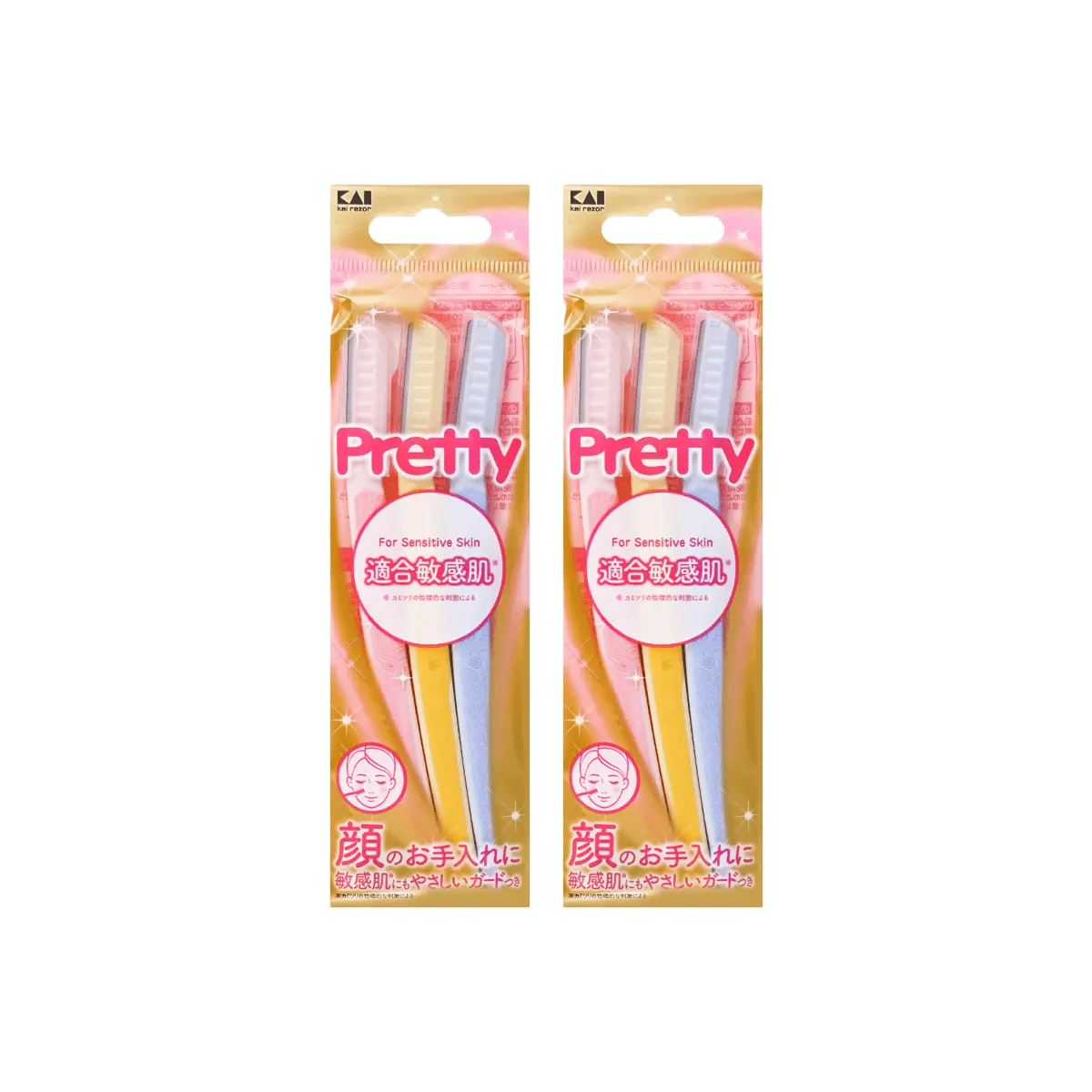 KAI Japan Sensitive Skin Eyebrow Razor 6-Piece Value Pack - Precision Grooming for Gentle Hair Removal