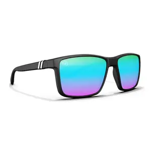 Blenders Mesa Black Orb Sunglasses – Polarized Blue & Purple Mirror Lenses, Matte Black Frame, 100% UV, Medium-Large Fit Square Mirrored Shades