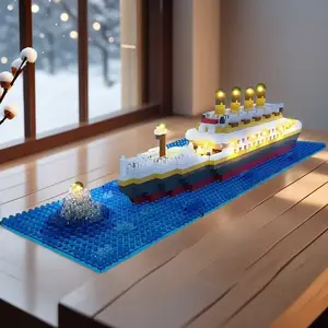 1060-Piece Titanic Puzzle Building Kit, Building Block Model, High Difficulty Educational Gift for Valentine's Day, Brain Teaser Model for Adults, Model Boat Kit