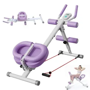 Foldable Core Exercise Machine - Foldable Abdominal Machine, Home Ab Workout Equipment with LCD Monitor, Silent Pulley System, Adjustable Incline for Effective Home Core Training
