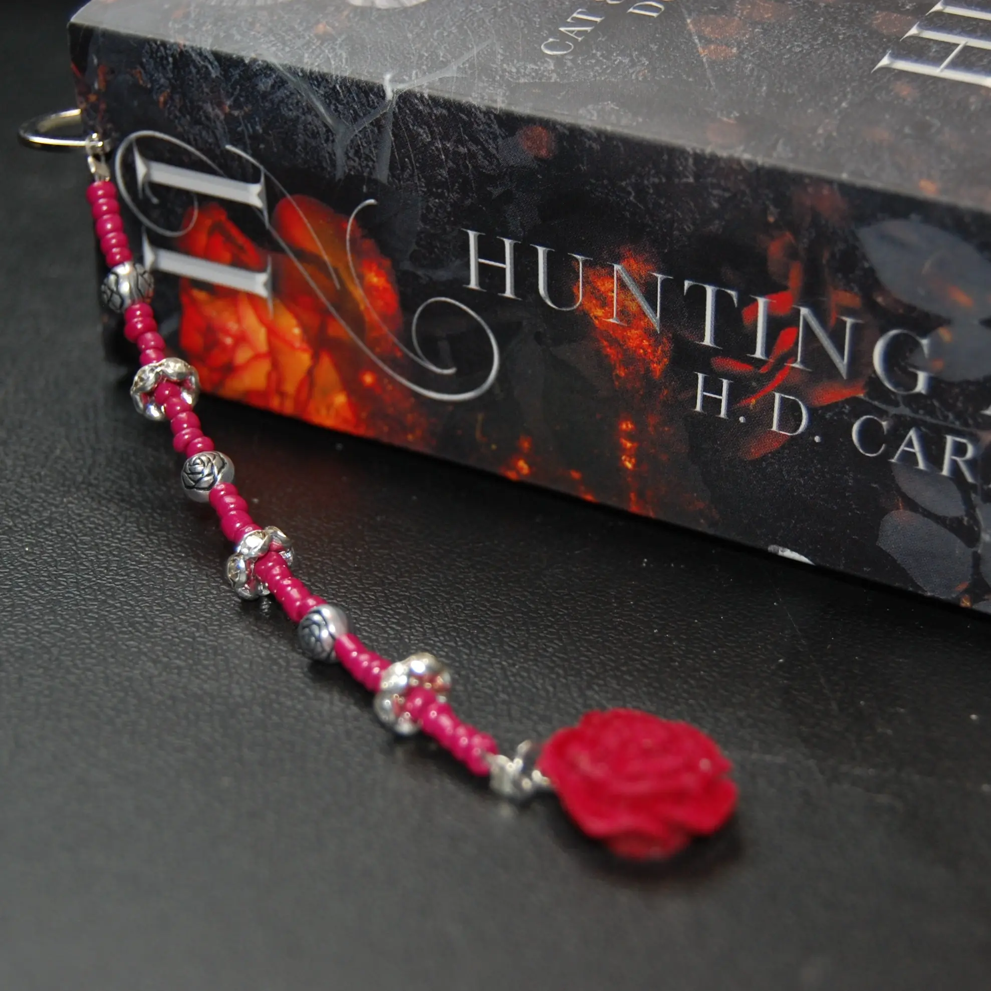 Officially Licensed Haunting Adeline and Hunting Adeline Red Velvet Rose with Red Beads Bookmark - HD Carlton