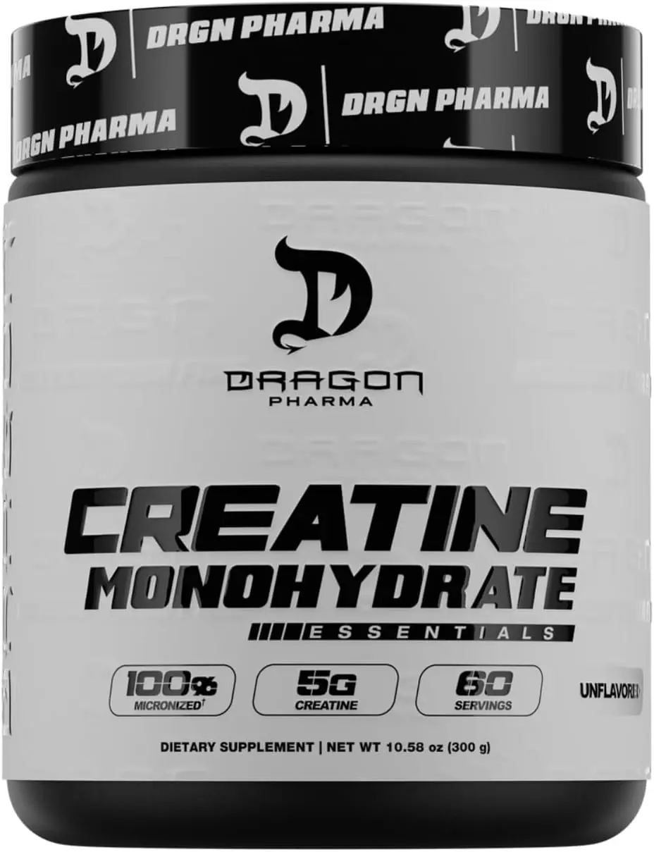DRAGON PHARMA Creatine Monohydrate, Aid Muscle Recovery, Post-Workout Supplement, Antioxidant Support (60 Servings, Unflavored)