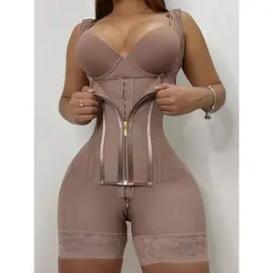1pc Women Colombian Shapewear,Fajas Shapewear Bodysuit, Zipper Closure, Bust-Open, Tummy Control, Butt Lifting, Thigh Slimming Bodysuit Lingerie,High Compression Full Body Shaper Underwear,Suitable For Various Occasions comfort wear lift Womenswear Lace