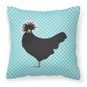 Carolines Treasures  Polish Poland Chicken Blue Check Fabric Decorative Pillow, 14 x 14 in.