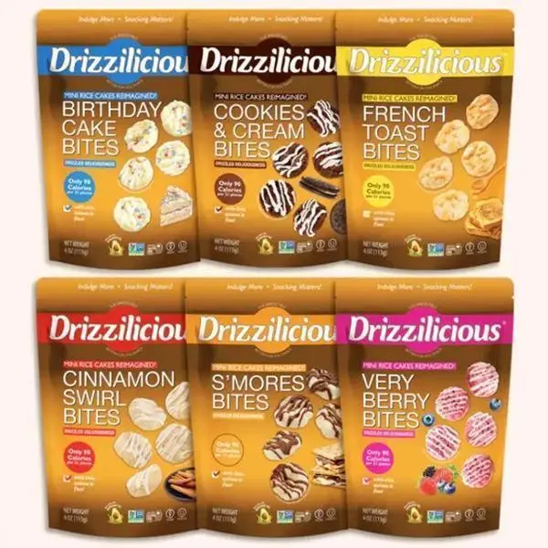 Drizzilicious Mini Rice Crackers – A healthy, low-calorie, gluten-free snack – Single pack, 1 bag (4oz)