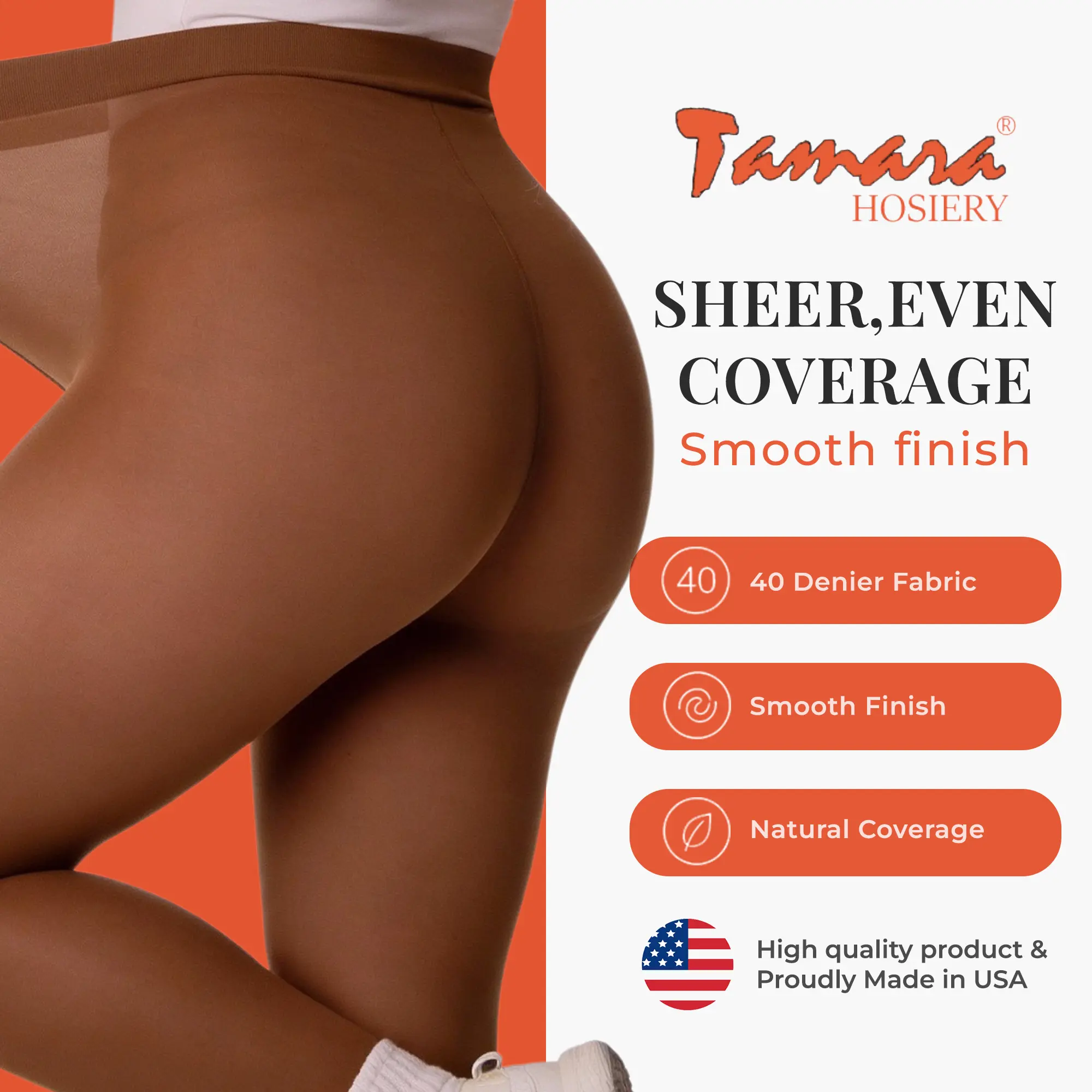 Tamara Hosiery Famous Calendar Girl Pantyhose Tights Sheer to Waist- 40 Den Made in USA