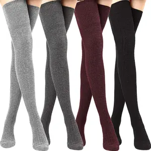1/2/4 Pairs of High-quality Autumn and Winter Women's Socks, Thigh Warm, Soft and Comfortable Socks for Autumn and Winter, Knee High School Travel, Outdoor Sports Calf Socks Over Knee Socks
