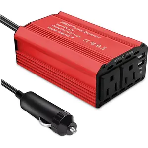 300W  Power Inverter DC 12V to 110V AC  Converter  Charger Power Adapter with 3.1A Dual USB  Ports, Portable Plug Outlet  Adapter for Road Trip, Camping,