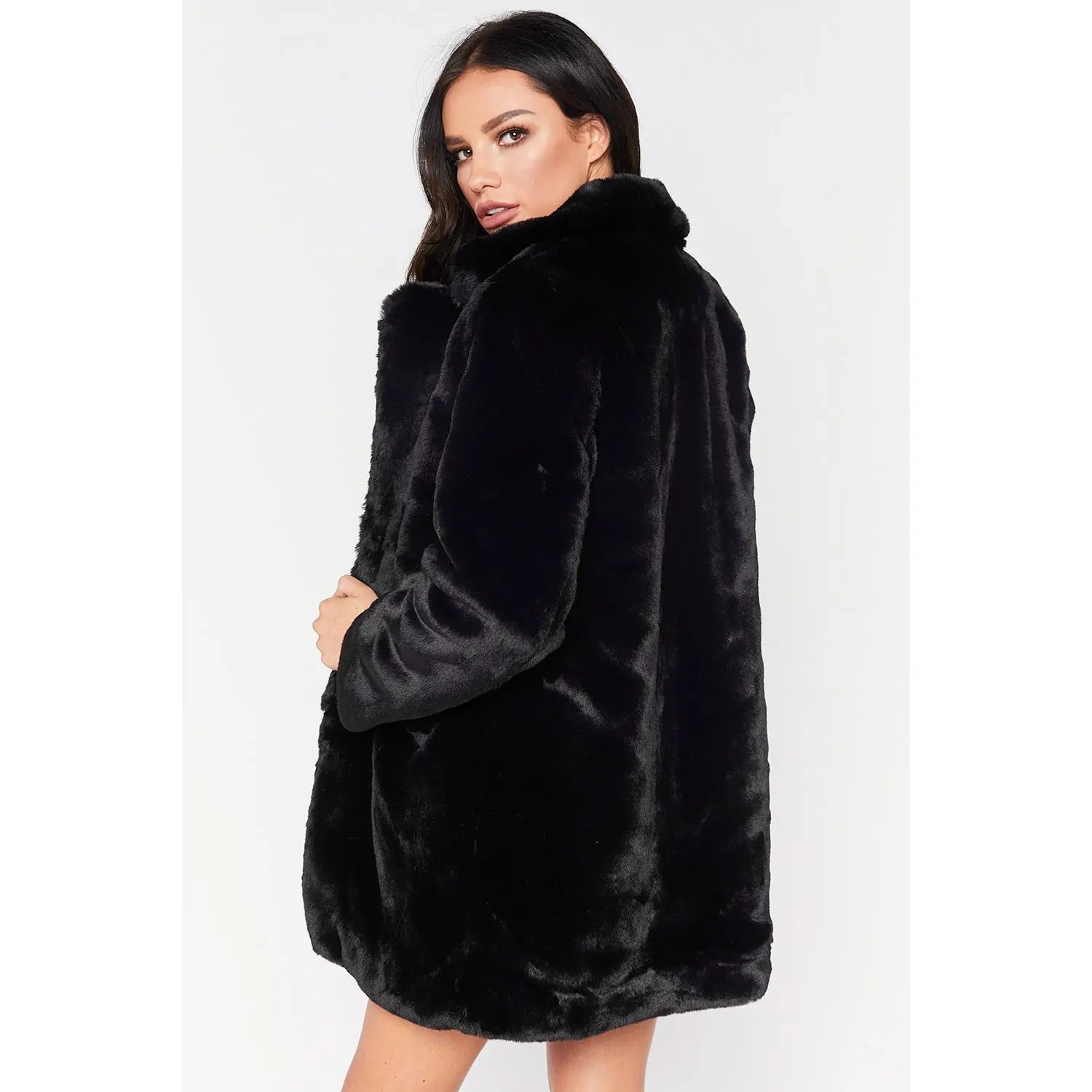 Faux Fur Coat,Womens Winter Warm Lapel Faux Fur With Inner Lining & Buttons Coats,Fur Coats For Women-Long Fur Coat,Fleece Coat
