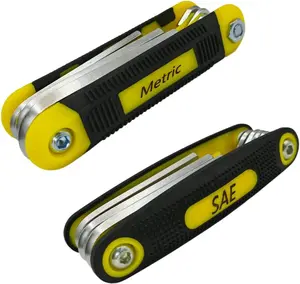 17-Piece Folding Allen Wrench Set | Metric & SAE Sizes | 2-Pack Portable Hex Tool for Home Repair & Professional Use